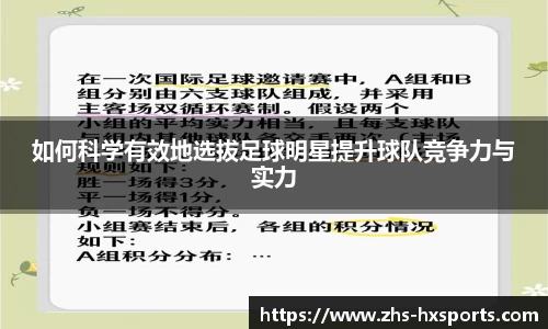 如何科学有效地选拔足球明星提升球队竞争力与实力